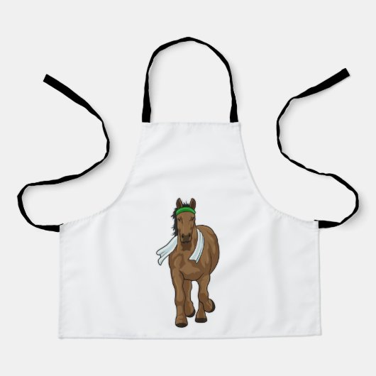 Paard als hardloper met handdoek schort (Voorkant)