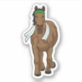 Paard als hardloper met handdoek sticker (Voorkant)