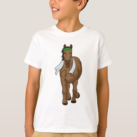 Paard als hardloper met handdoek t-shirt (Voorkant)