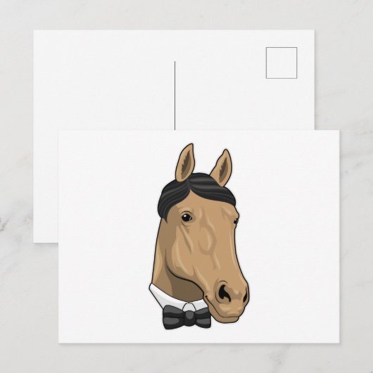 Paard als heer met vlinderdas briefkaart (Voorkant / Achterkant)