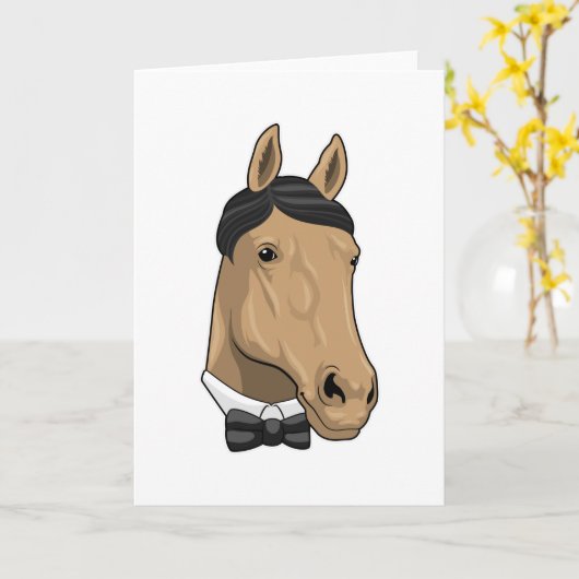 Paard als heer met vlinderdas kaart (Gele Bloem)