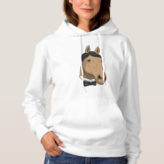 Paard als herenman met Bow stropdas Hoodie (Voorkant)