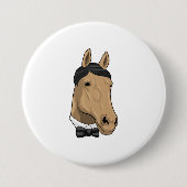Paard als herenman met Bow stropdas Ronde Button 7,6 Cm (Voorkant)