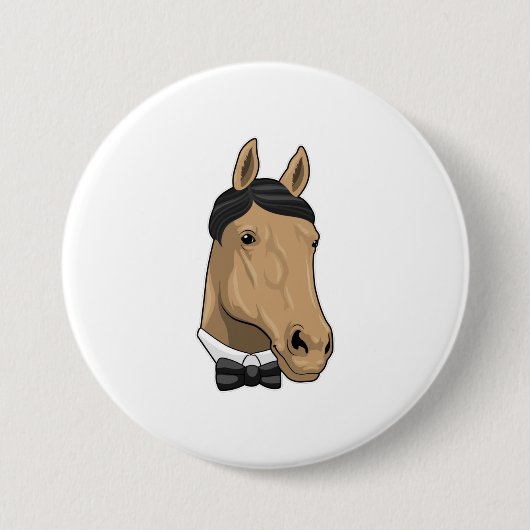 Paard als herenman met Bow stropdas Ronde Button 7,6 Cm (Voorkant)