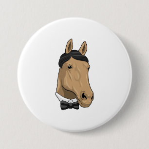 Paard als herenman met Bow stropdas Ronde Button 7,6 Cm