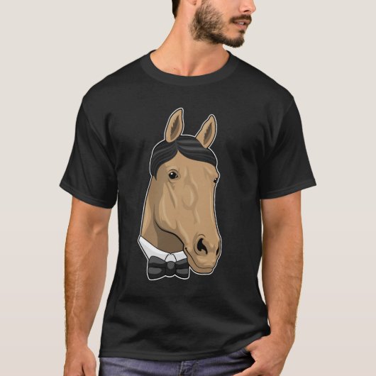 Paard als herenman met Bow stropdas T-shirt (Voorkant)
