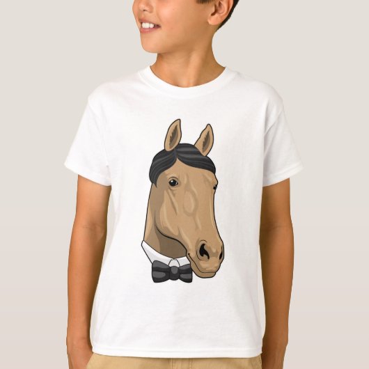 Paard als herenman met Bow stropdas T-shirt (Voorkant)