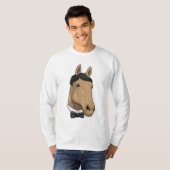 Paard als herenman met Bow stropdas T-shirt (Voorkant volledig)