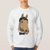 Paard als herenman met Bow stropdas T-shirt (Voorkant)