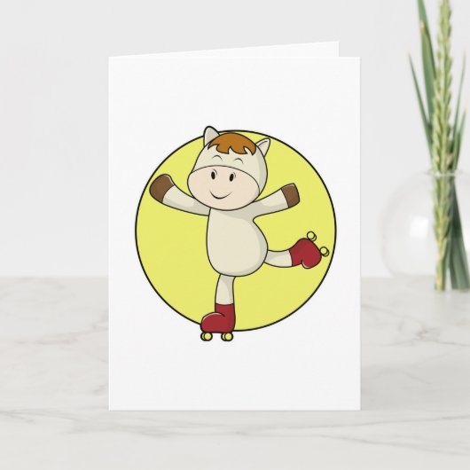 Paard als inline skater & Inline schaatsen Kaart (Voorkant)