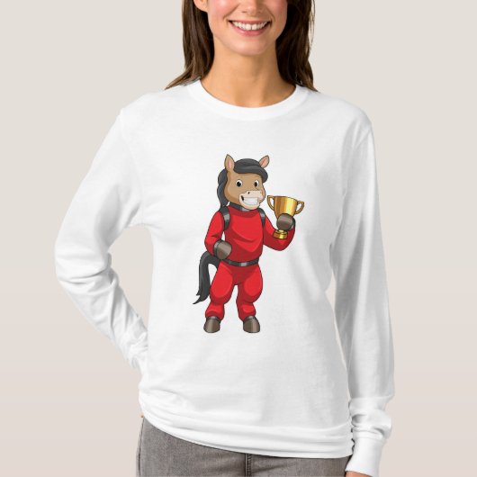 Paard als Kampioen met Trofee T-shirt (Voorkant)