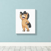 Paard als kapper met kam canvas afdruk (Insitu (Houten vloer))