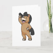 Paard als kapper met kam kaart (Voorkant)