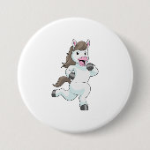 Paard als renner bij hardlopen ronde button 7,6 cm (Voorkant)