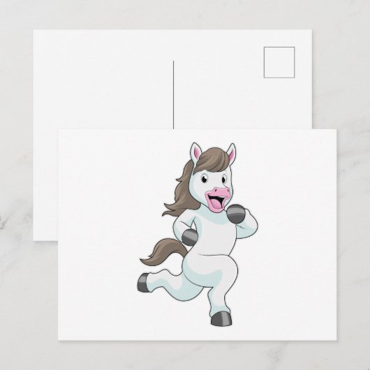 Paard als renner tijdens het rennen briefkaart (Voorkant / Achterkant)