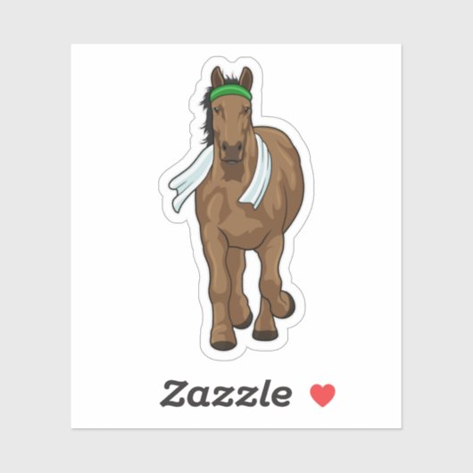 Paard als Runner met handdoek Sticker (Vel)