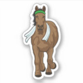 Paard als Runner met handdoek Sticker (Voorkant)