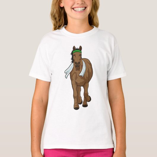 Paard als Runner met handdoek T-shirt (Voorkant)