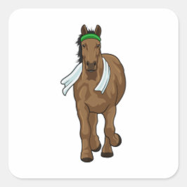 Paard als Runner met handdoek Vierkante Sticker