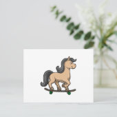 Paard als schaatser met skateboard briefkaart (Staand voorkant)