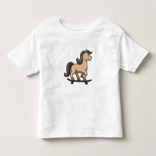 Paard als schaatser met skateboard kinder shirts (Voorkant)