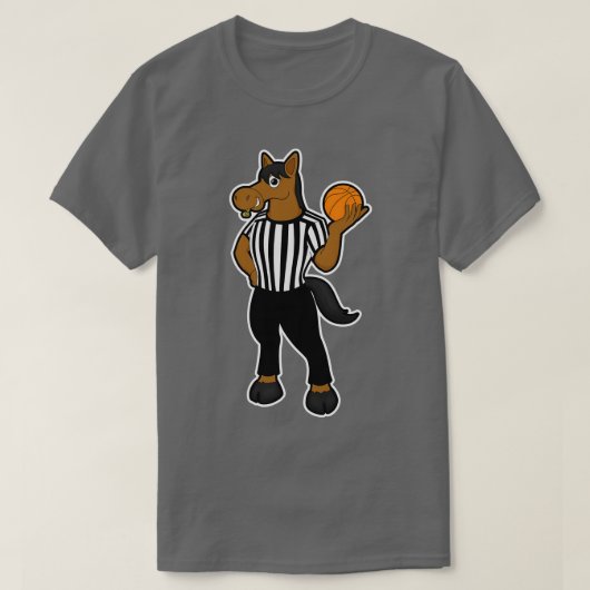 Paard als scheidsrechter met basketbal fluit t-shirt (Design voorkant)