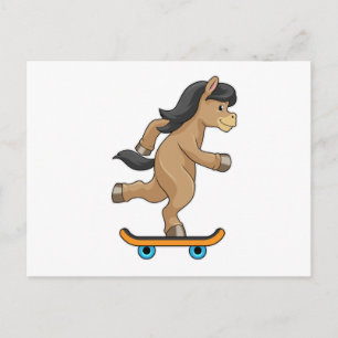 Paard als Skater met Skateboard Briefkaart