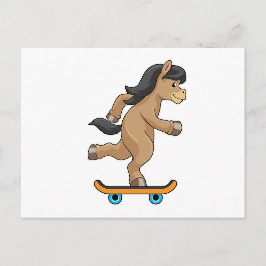 Paard als Skater met Skateboard Briefkaart (Voorkant)