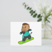 Paard als snowboarder met snowboard briefkaart (Staand voorkant)