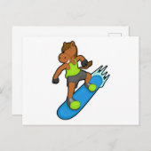 Paard als snowboarder met snowboard briefkaart (Voorkant / Achterkant)