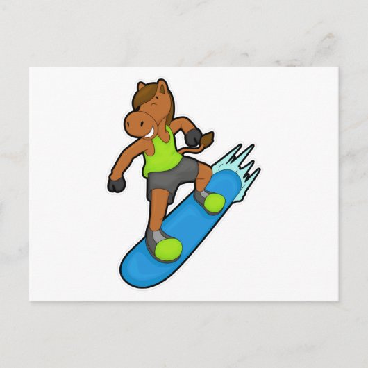 Paard als snowboarder met snowboard briefkaart (Voorkant)