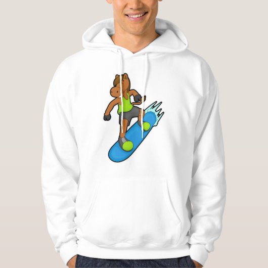 Paard als snowboarder met snowboard hoodie (Voorkant)
