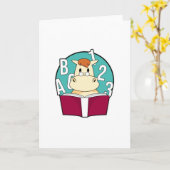 Paard als student met bril en boek kaart (Gele Bloem)