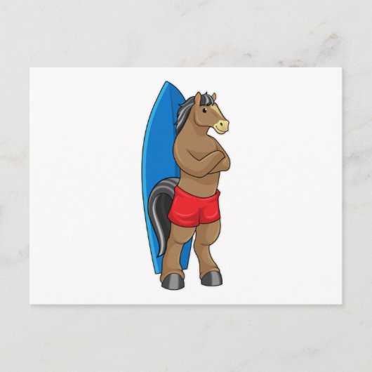 Paard als surfer met surfplank briefkaart (Voorkant)