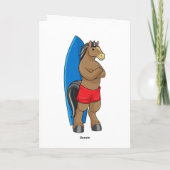 Paard als surfer met surfplank kaart (Achterkant)