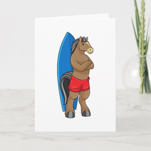Paard als surfer met surfplank kaart (Voorkant)