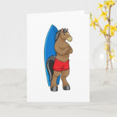Paard als surfer met surfplank kaart (Gele Bloem)