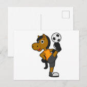 Paard als voetballer met voetbal briefkaart (Voorkant / Achterkant)