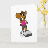 Paard als voetballer met voetbal kaart (Gele Bloem)