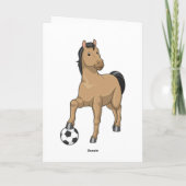 Paard als voetballer met voetbal kaart (Achterkant)