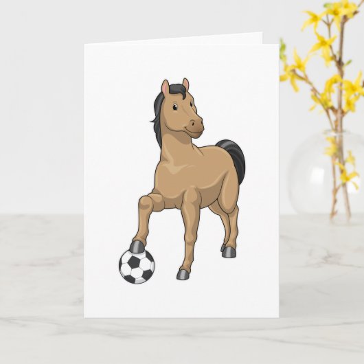 Paard als Voetballer met Voetbal Kaart (Gele Bloem)