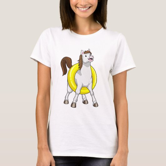 Paard als Zwemmer met Reddingsboei T-shirt (Voorkant)