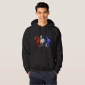 Paard Amerikaanse vlag 4 juli Far Day Kerstmis Hoodie (Voorkant volledig)