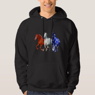 Paard Amerikaanse vlag 4 juli Far Day Kerstmis Hoodie