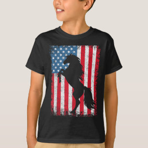 Paard Amerikaanse Vlag USA 4 juli Mannen Vrouwen J T-shirt
