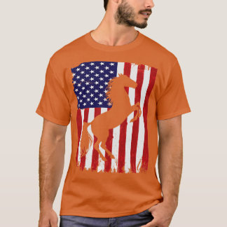 Paard Amerikaanse Vlag USA 4 juli Patriottische Eq T-shirt