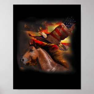 Paard Amerikaanse Vlag Vleugels Adelaar Trots Patr Poster