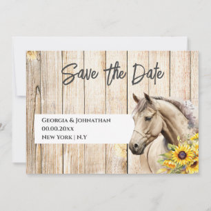 Paard aquarel zonnebloem landelijk westers chic save the date