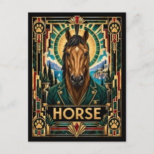Paard, Art Deco Wildlife Briefkaart