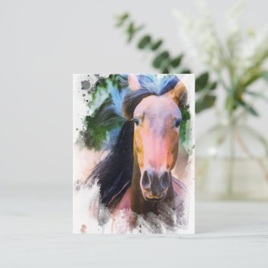 *~* Paard Artistic Equine AR22 Artsy Pastel Briefkaart (Staand voorkant)